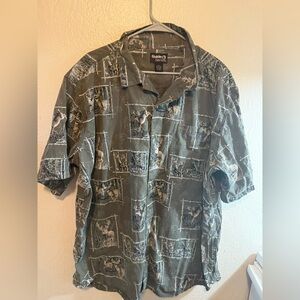 Men's Green Patterned Deer 🦌 Shirt